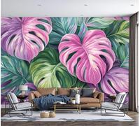 Murales de Pared, 200x140cm Papel Tapiz Fotográfico Hojas De Monstera Fondo De Pantalla XXL Abstracción Moderna Decoración De Pared para Sala Cuarto Oficina Salón, Rosa Roja