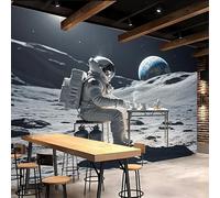 Murales De Pared 500x280cm Astronauta Luna papel pintado geometrico Universo De Fantasía Decoración mural sin uniones visibles, lienzo de óleo, para espacio abierto o loft