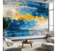 Murales de Pared Abstracto Texturas Azul Grisáceas Papel Tapiz, Murales de Pared Estilo Artístico Decorativos para Sala de Estar y Dormitorio (220gsm Tela No Tejida Premium, 250 x 175 cm (W x H))