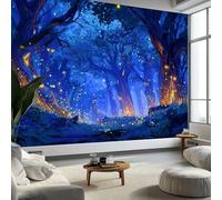 Murales de Pared Bosque Secreto de Dios Luciérnagas Papel Tapiz, Estilo Soñador Murales de Pared Decorativos para Sala de Estar y Dormitorio (220gsm Tela No Tejida Premium, 350 x 256 cm (W x H))