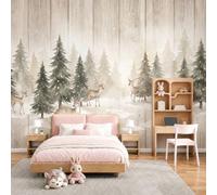 Murales de Pared Ciervos Del Bosque Nevado, Papel Pintado Fotomurales Animales En Acuarela de Decorativos del Hogar, para Salon Dormitorio Decoracion Pared, 200Anx140Al cm (No Autoadhesivo)
