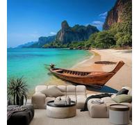 Murales de pared con imágenes de playas, barcos e islas, con efecto 3D. Ideales para salones, dormitorios y habitaciones infantiles. También aptos para decorar paredes (150 cm x 105 cm).