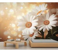 Murales de pared con margaritas, flores blancas, papel pintado de estilo pastoral para inquilinos, sala de estar, dormitorio, pasillo, decoración de fondo de TV, 150 x 100 cm