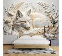 Murales De Pared con Relieve 3D De Zorro Ártico 140 X 104 Pulgadas Papel Tapiz Fotográfico Floral No Tejido Papel Tapiz Grande Removible para Sala De Estar Dormitorio Oficina Comedor Decoración D