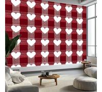 Murales de Pared Cuadro Escocés Rojo Rayas Amor Arte de Pared San Valentín Romántico Papel Tapiz Fotográfico para Sala de Estar, Dormitorios, Papel 250 x 175 cm (W x H) Tapiz Fotográfico Efecto 3D