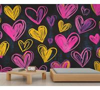 Murales de pared de dibujos animados de amor de 300 x 210 cm, mural grande creativo para decoración de pared de dormitorio de niños (no se pela y pega)