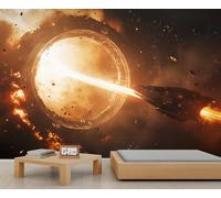 Murales de pared de la estación espacial, mural de nave espacial, papel tapiz de juegos para niños, para sala de estar, dormitorio, fondo de TV, decoración de oficina, 250 x 175 cm