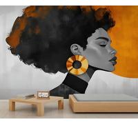 Murales de pared de mujer afroamericana, mural moderno de moda, papel tapiz grande de nativos americanos para sala de estar, mural de pared de mujer africana, 100 x 70 cm (no se pela y pega)