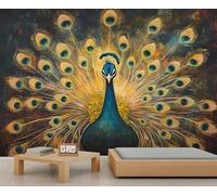 Murales de pared de pavo real, mural de pavo real, papel pintado de animales para sala de estar, dormitorio, fondo de TV, decoración de oficina, 200 x 140 cm
