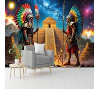 Murales de pared de tamaño personalizado, batalla de ceremonia de pirámide de guerreros mesoamericanos aztecas, autoadhesivo, extraíble, para sala de estar, dormitorio, tienda, oficina, niños