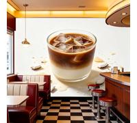 Murales de pared de tamaño personalizado, café helado, leche de coco, fotografía, estilo minimalista, contemporáneo, autoadhesivo, tela de pared extraíble, papel tapiz grande, decoración de pared para