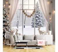 Murales De Pared De Tamaño Personalizado,Escena Navideña De Invierno Tela Autoadhesiva (Sin Pvc),Papel Tapiz Fotográfico Grande Extraíble Para Sala De Estar,Dormitorio,Oficina-400X280Cm