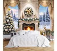 Murales De Pared De Tamaño Personalizado,Escena Navideña Tela Autoadhesiva (Sin Pvc),Papel Tapiz Fotográfico Grande Extraíble Para Sala De Estar,Dormitorio,Oficina-300X210Cm