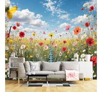 Murales De Pared De Tamaño Personalizado,Flores De Pradera Tela Autoadhesiva (Sin Pvc),Papel Tapiz Fotográfico Grande Extraíble Para Sala De Estar,Dormitorio,Oficina-300X210Cm