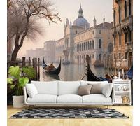 Murales de pared de tamaño personalizado, góndola del canal de Venecia, arquitectura antigua, paisaje urbano romántico, tela de pared autoadhesiva (sin PVC), papel tapiz grande extraíble para sala de