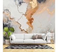 Murales de pared de tamaño personalizado, mármol abstracto, venas doradas, tonos tierra, remolino de tinta, lujo moderno, tela de pared autoadhesiva (sin PVC), papel tapiz grande extraíble para sala