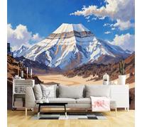 Murales de pared de tamaño personalizado, paisaje de montaña nevada, valle, río, cielo dramático, nubes, arte escénico de la naturaleza, tela de pared autoadhesiva (sin PVC), papel tapiz grande