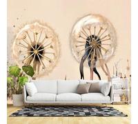 Murales de pared de tamaño personalizado, pintura artística de diente de león pastel floral floración soplando viento botánico naturaleza estética, tela de pared autoadhesiva (sin PVC), papel tapiz