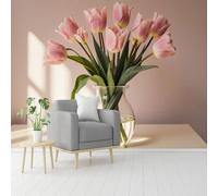 Murales de pared de tamaño personalizado, ramo de tulipanes rosados, arreglo floral, florero, arte muerto, papel tapiz autoadhesivo extraíble para despegar y pegar, para sala de estar, dormitorio