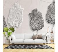 Murales de pared de tamaño personalizado, silueta minimalista de tulipán blanco y negro, tela autoadhesiva (sin PVC), papel tapiz fotográfico extraíble para sala de estar, dormitorio, oficina