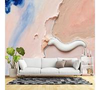 Murales de pared de tamaño personalizado, textura pastel abstracta, arte fluido, pinceladas azul crema, diseño minimalista moderno, tela de pared autoadhesiva (sin PVC), papel tapiz grande extraíble