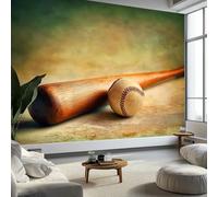 Murales de Pared Deporte Béisbol Papel Tapiz, Retro Shabby Murales de Pared Decorativos para Sala de Estar y Dormitorio (220gsm Tela No Tejida Premium, 450 x 315 cm (W x H))