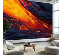 Murales de Pared Fluyendo Lava Arte de Pared Paisaje Volcánico Papel Tapiz Fotográfico para Sala de Estar, Dormitorios, Papel Premium 250 x 175 cm (W x H) Tapiz Fotográfico Efecto 3D
