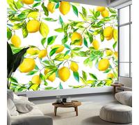 Murales de Pared Frutas Limones Hojas Papel Tapiz, Estilo Acuarela Pintado a Mano Murales de Pared Decorativos para Sala de Estar y Dormitorio (220gsm Tela No Tejida Premium, 450 x 315 cm (W x H))
