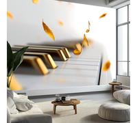 Murales de Pared Notas Musicales Piano Arte de Pared Realismo Papel Tapiz Fotográfico para Sala de Estar, Dormitorios, Papel Premium 400 x 280 cm (W x H) Tapiz Fotográfico Efecto 3D