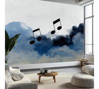 Murales de Pared Nubes Simples Notas Musicales Papel Tapiz, Estilo Acuarela Murales de Pared Decorativos para Sala de Estar y Dormitorio (220gsm Tela No Tejida Premium, 400 x 280 cm (W x H))