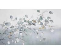 Murales de pared personalizados y papel tapiz texturizado con diseños de hojas pintadas a mano para la decoración de la sala de estar,el estudio y la casa de té. 250cm(W)×175cm(H)