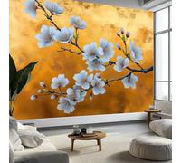 Murales de Pared Ramas de Árboles Flores Texturas Arte de Pared Elegante y Lujoso Papel Tapiz Fotográfico para Sala de Estar, Dormitorios, Papel Premium 450 x 315 cm Tapiz Fotográfico Efecto 3D