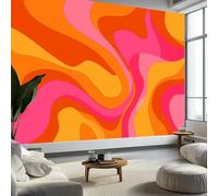 Murales de Pared Retro Ola Arte de Pared Diseño Simple Papel Tapiz Fotográfico para Sala de Estar, Dormitorios, Papel Premium 450 x 315 cm (W x H) Tapiz Fotográfico Efecto 3D