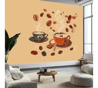 Murales de Pared Taza de Café Amor Arte de Pared Estilo Pintado a Mano Papel Tapiz Fotográfico para Sala de Estar, Dormitorios, Papel Premium 250 x 175 cm (W x H) Tapiz Fotográfico Efecto 3D