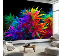 Murales de Pared Texturas de Hojas Papel Tapiz, Flores Neón Murales de Pared Decorativos para Sala de Estar y Dormitorio (220gsm Tela No Tejida Premium, 200 x 140 cm (W x H))
