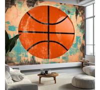 Murales de Pared Texturas Desgastadas Balones Baloncesto Papel Tapiz, Estilo Retro Murales de Pared Decorativos para Sala de Estar y Dormitorio (220gsm Tela No Tejida Premium, 300 x 210 cm (W x H))