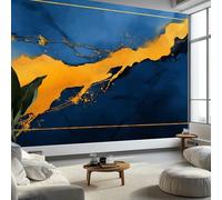 Murales de Pared Texturas Doradas Canicas Papel Tapiz, Elegante y Lujoso Murales de Pared Decorativos para Sala de Estar y Dormitorio (220gsm Tela No Tejida Premium, 200 x 140 cm (W x H))