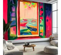 Murales de Pared Ventanas Mar Veleros Arte de Pared Abstracto Misterioso Papel Tapiz Fotográfico para Sala de Estar, Dormitorios, Papel Premium 450 x 315 cm (W x H) Tapiz Fotográfico Efecto 3D