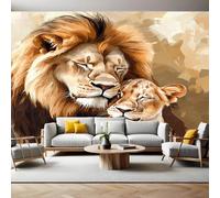 Murales Decorativos Pared animal león marrón Papel Pintado 450x315 cm Póster Gigante de Pared Tejido no Tejido Papel de Parede Panorámico Dormitorios Salón Hotel Fondo de TV
