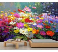 Murales florales de flores silvestres para niñas, papel pintado de flores para niñas, dormitorio, sala de estar, sofá, TV, decoración de telón de fondo grande, póster de 150 x 105 cm