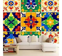Murales Papel Pintado 3D Flores de rompecabezas de colores 350x256 cm Fotomurales Póster No Tejido, Decoración Pared Papel Pintado Mural para Salon, Dormitorio, Oficina