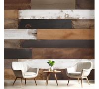 Murales Papel Pintado Fotográfico, 200X140Cm Grande Papel Pintado Con Marrón Patchwork De Paneles De Madera Vintage - Textura Industrial Fotografía Póster 3D Murales Decoración Para Dormitorio Salón