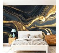 Murales Papel pintado fotográfico, 250 x 175 cm Grande Papel pintado No Tejido Con Gris Oscuro Patrón - Abstracto Mármol Rayas Póster Efecto 3D Murales Decoración Para Dormitorio Salón