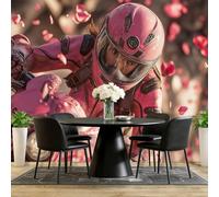 Murales Papel pintado fotográfico, 250 x 175 cm Grande Papel pintado No Tejido Con Rosa Patrón - Estilo Moderno Motociclista Póster Efecto 3D Murales Decoración Para Dormitorio Salón