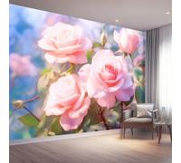 Murales Papel pintado fotográfico, 250 x 175 cm Grande Papel pintado No Tejido Con Vistoso Patrón - Planta Ensueño Rosas Póster Efecto 3D Murales Decoración Para Dormitorio Salón