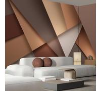 Murales Papel Pintado Fotográfico, 250X175Cm Grande Papel Pintado Con Marrón Triángulo Minimalista 3D - Patchwork Geométrico Fotografía Póster 3D Murales Decoración Para Dormitorio Salón