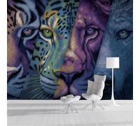Murales Papel Pintado Fotográfico, 250X175Cm Grande Papel Pintado Tema De Vida Salvaje, Tigre Guepardo León Fotomurales Póster 3D Murales Decoración Para Dormitorio Salón, Azul