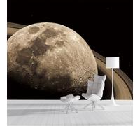 Murales Papel pintado fotográfico, 250x175cm Papel pintado Seda Con Beige Patrón - Fotografía astronómica Anillos de la Luna y Saturno Fotografía Póster Efecto 3D Murales Decoración