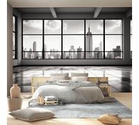 Murales Papel pintado fotográfico, 300 x 210 cm Grande Papel pintado No Tejido Con Gris Patrón - Estilo Moderno Rascacielos Póster Efecto 3D Murales Decoración Para Dormitorio Salón