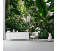Murales Papel pintado fotográfico, 300 x 210 cm Grande Papel pintado No Tejido Con Verde Patrón - Naturaleza Selva Tropical Planta Póster Efecto 3D Murales Decoración Para Dormitorio Salón Tv Pared